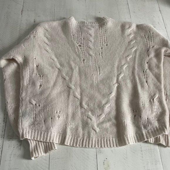 360 Cashmere Lea Distressed Cream Sweater Size XS - Picture 4 of 5